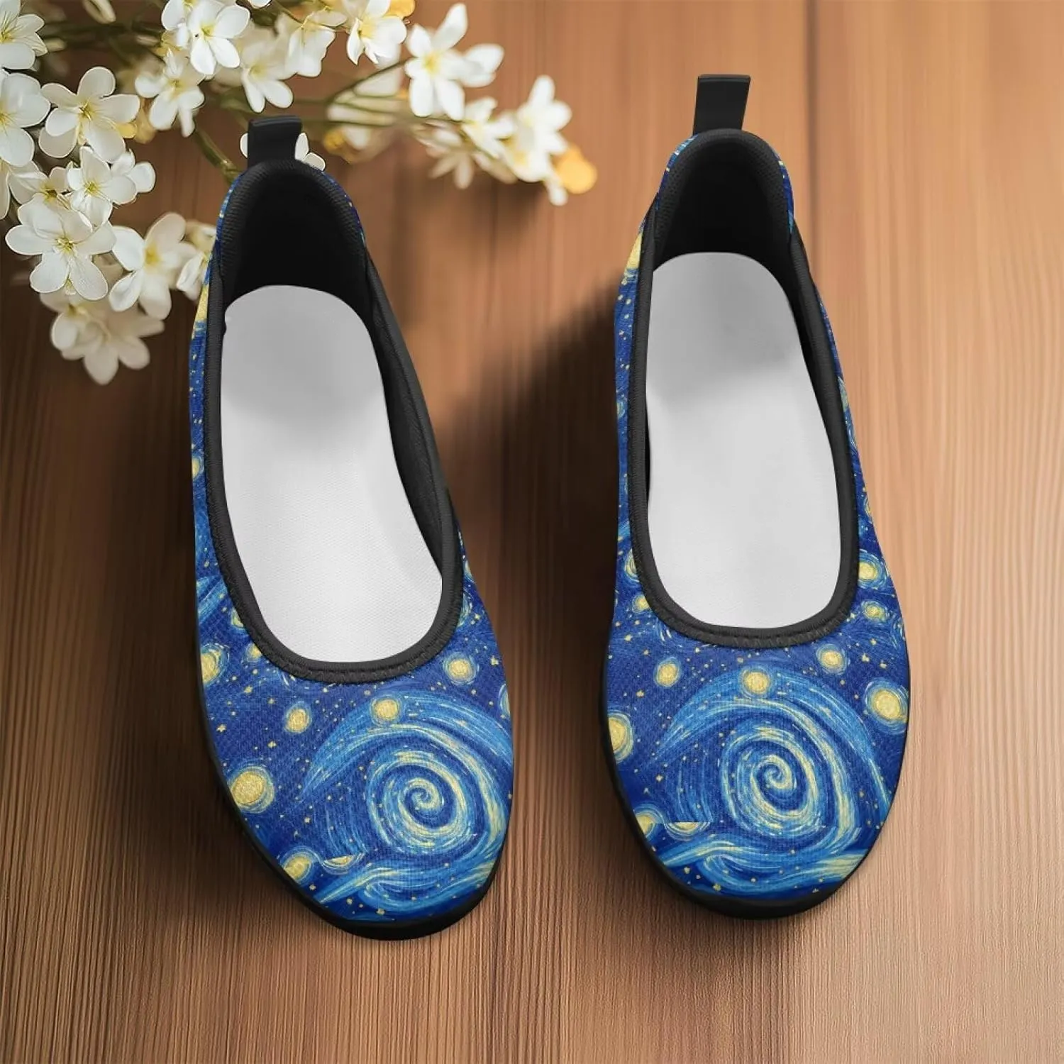 Doojoayie Art Casual Slip On Shoes for Ladies Flat Shoes Comfort for Dalil Casual