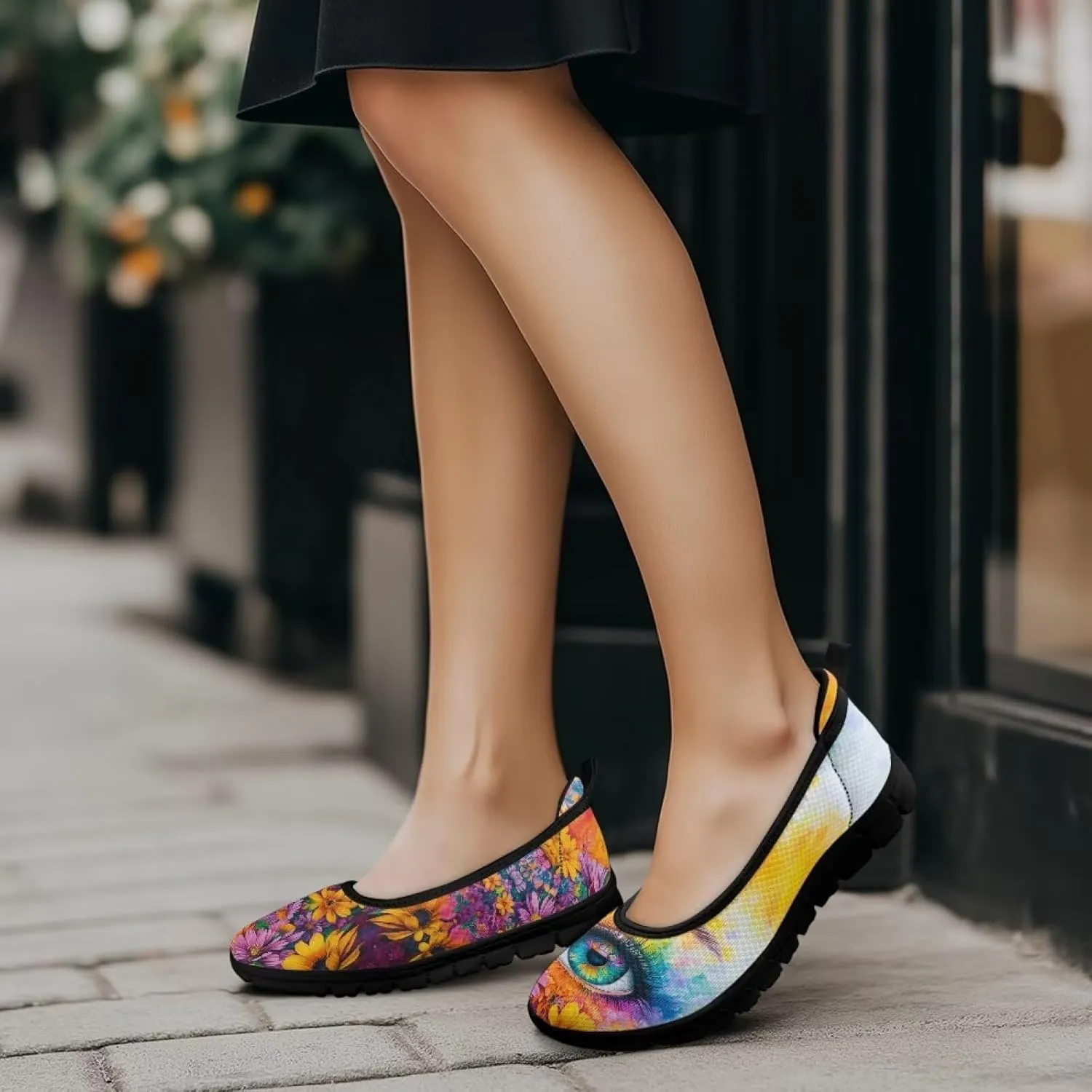 Doojoayie Art Casual Slip On Shoes for Ladies Flat Shoes Comfort for Dalil Casual