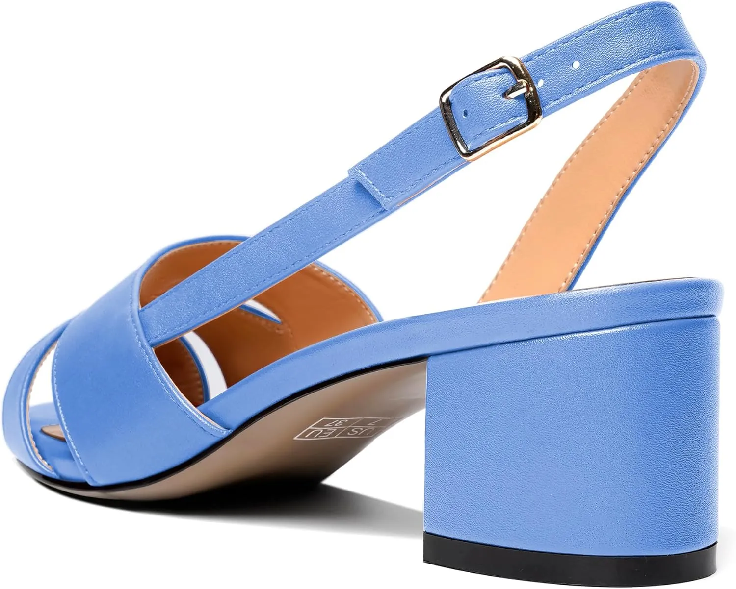 Esvowido Women's Block Heel Sandals Peep Toe Low Heels Slingback Sandals Chunky Heels Ankle Strap Summer Shoes 2 Inch