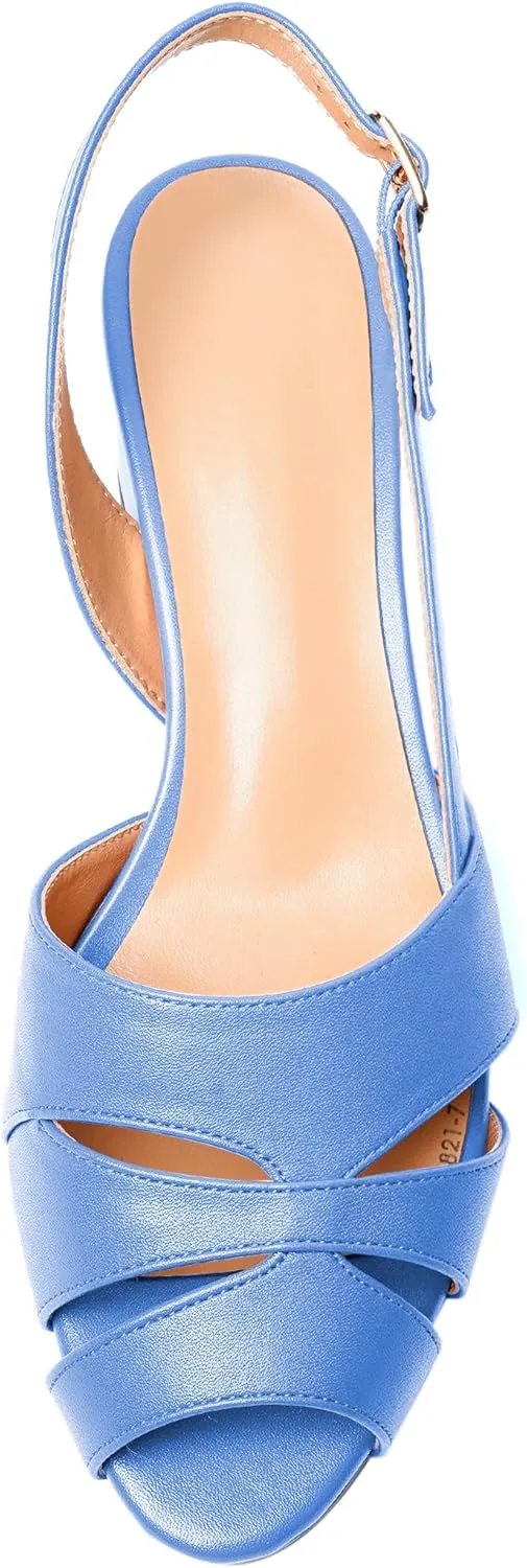 Esvowido Women's Block Heel Sandals Peep Toe Low Heels Slingback Sandals Chunky Heels Ankle Strap Summer Shoes 2 Inch