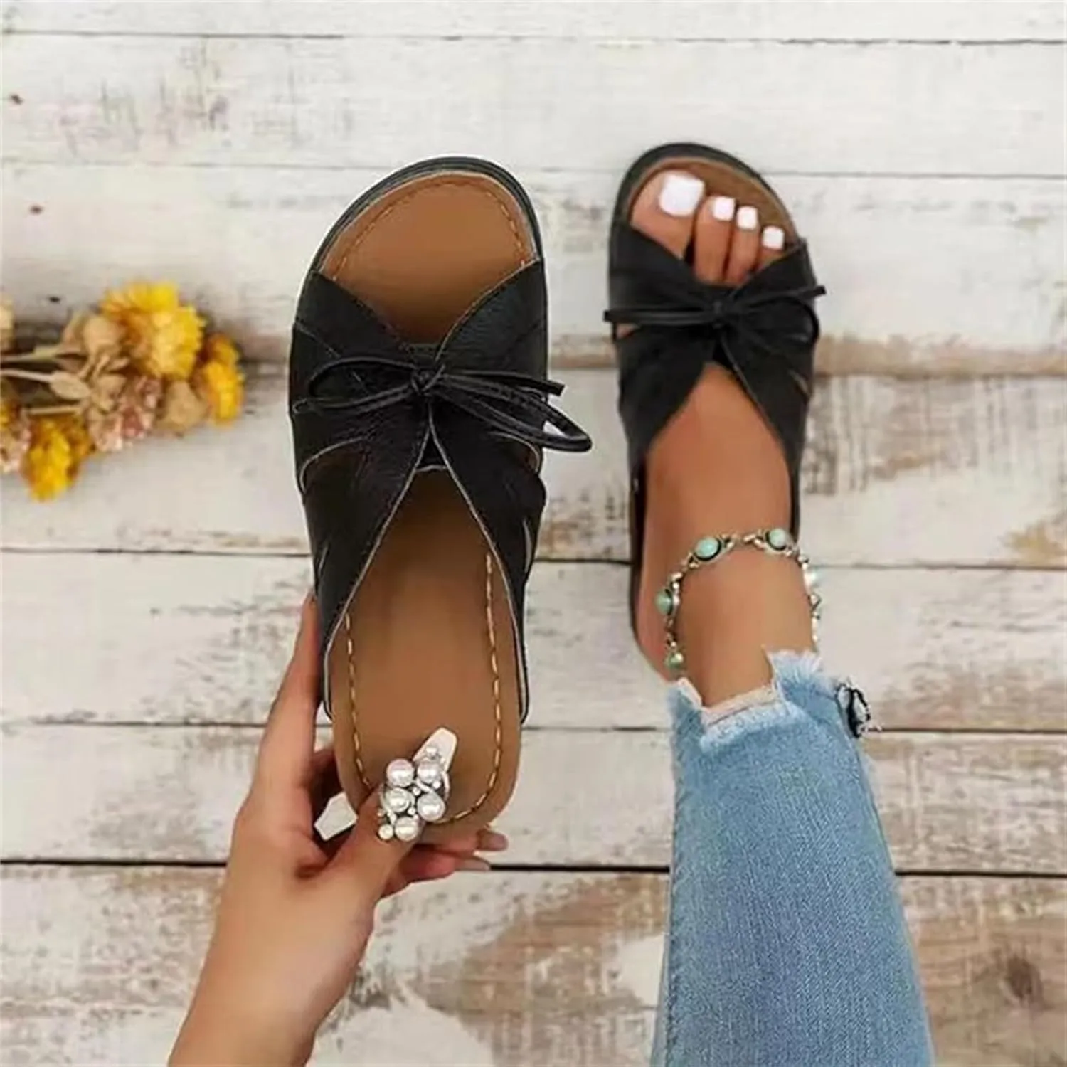 Ladmiple Womens Sandals Comfortable Walking Dressy Orthotic Slides Orthopedic Slippers Summer Flip Flops with Arch Support