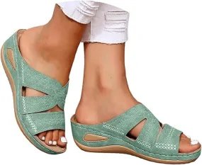 Lausiuoe Sandals Women Dressy Comfortable Walking Orthopedic Slippers Arch Support Summer Casual Orthotic Slides Flip Flops