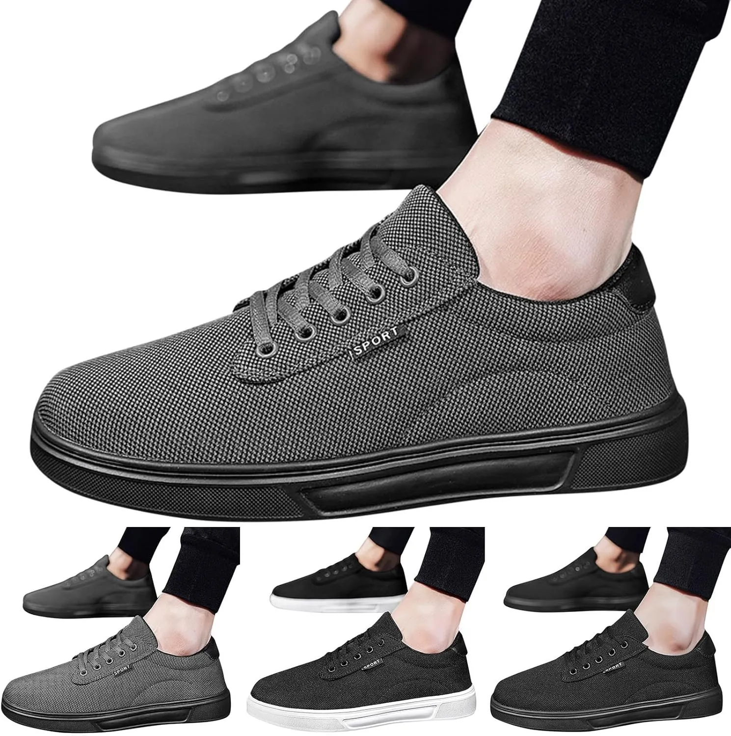 Men Casual Shoes Fashionable and Simple Solid Color New Pattern Flat Bottomed Comfortable Lace Men Casual Shoes X Wide Men's