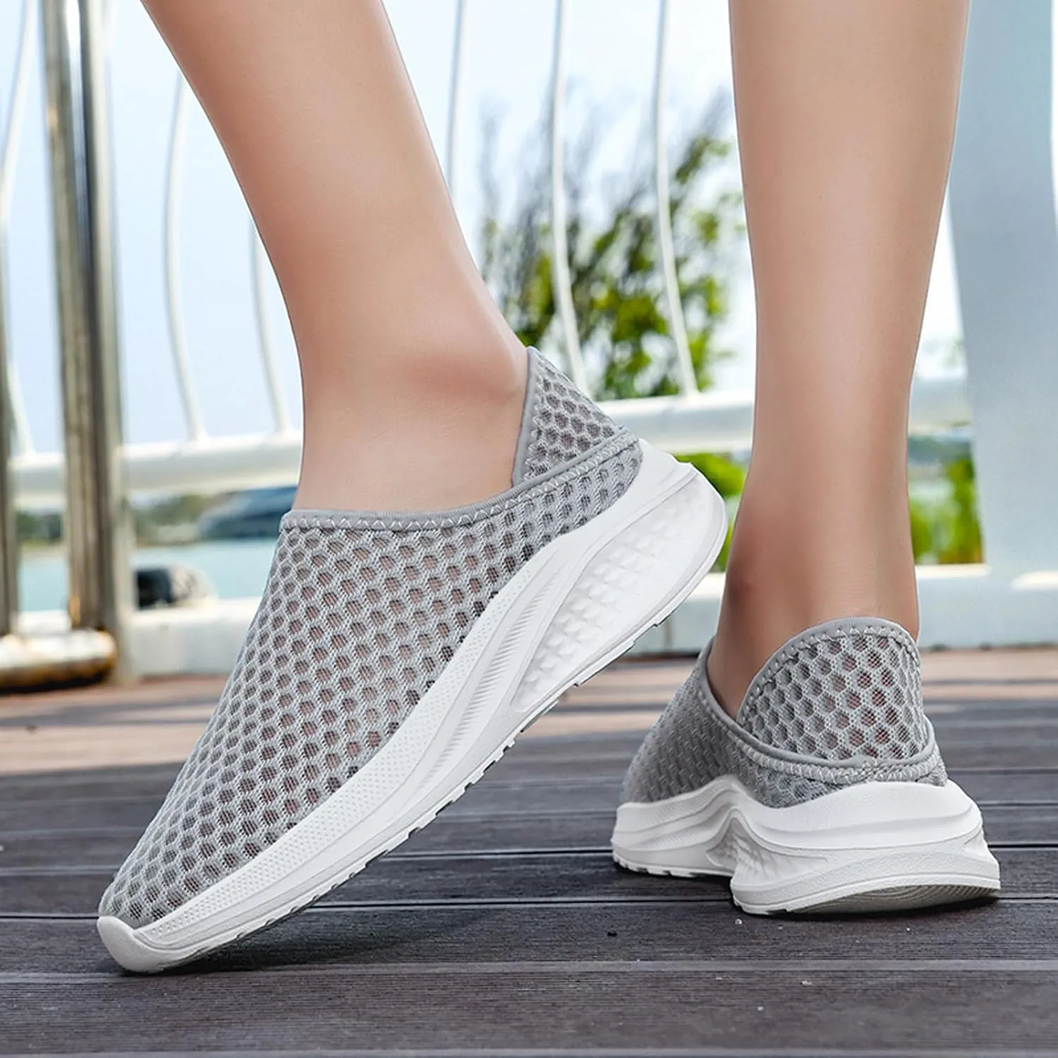 Men's Breathable Knit Sneakers Slip On Casual Shoes for Walking Running Yoga Gym Beach Comfortable Lightweight