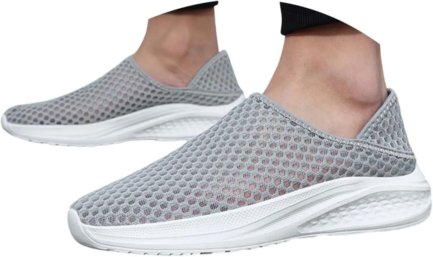 Men's Breathable Knit Sneakers Slip On Casual Shoes for Walking Running Yoga Gym Beach Comfortable Lightweight
