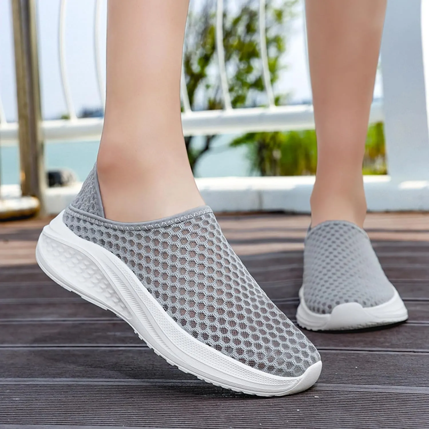 Men's Breathable Knit Sneakers Slip On Casual Shoes for Walking Running Yoga Gym Beach Comfortable Lightweight