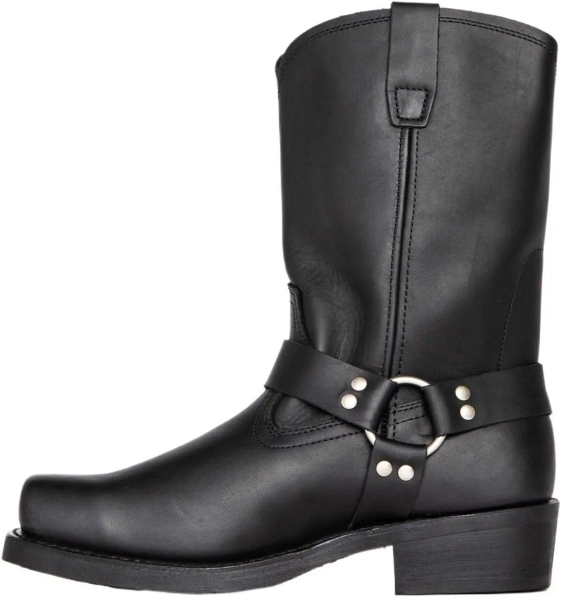Men's Motorcycle Boot For Riding Waterproof Black PU Leather Boots Mid Calf Boots For Men