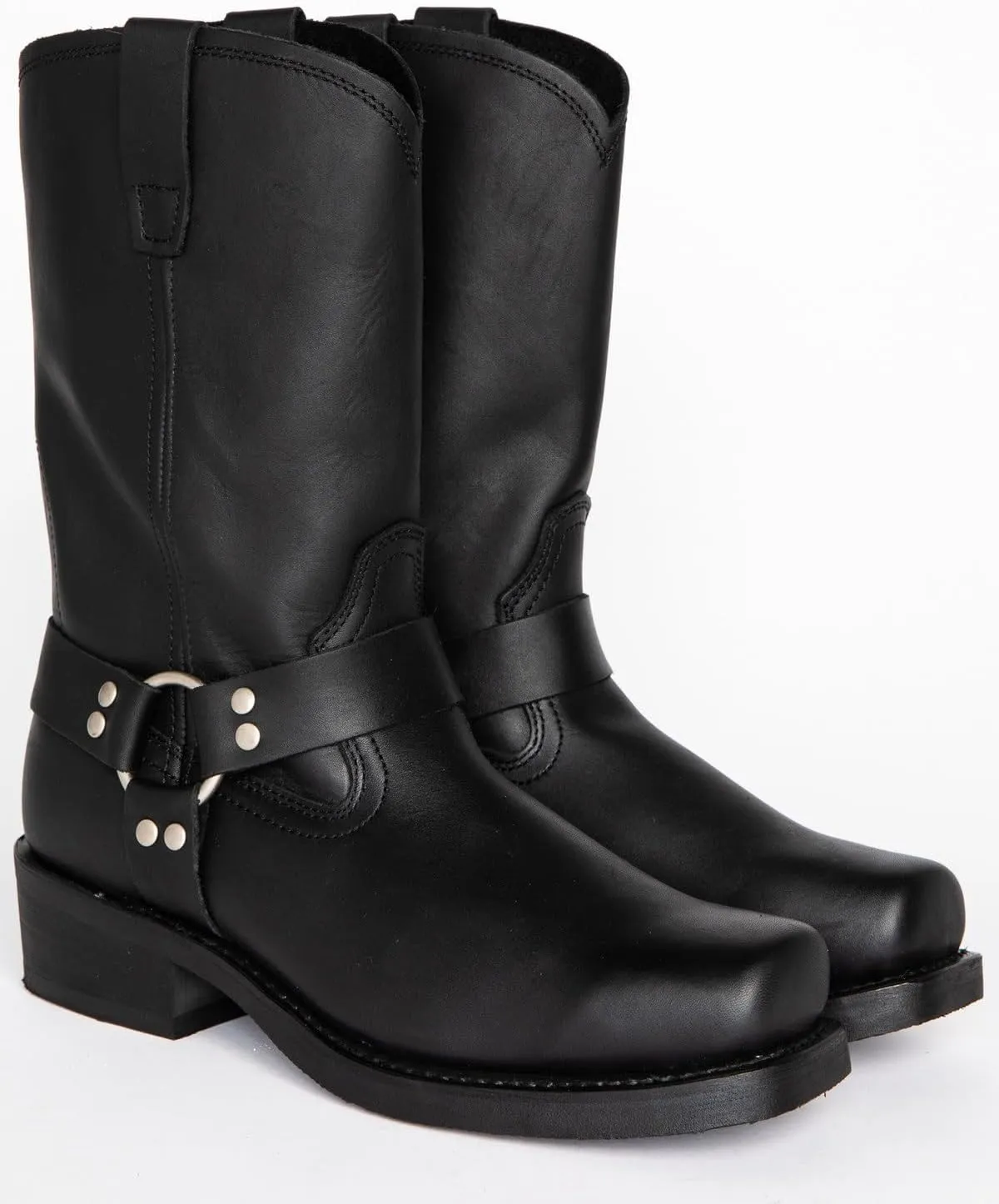 Men's Motorcycle Boot For Riding Waterproof Black PU Leather Boots Mid Calf Boots For Men