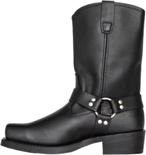 Men's Motorcycle Boot For Riding Waterproof Black PU Leather Boots Mid Calf Boots For Men