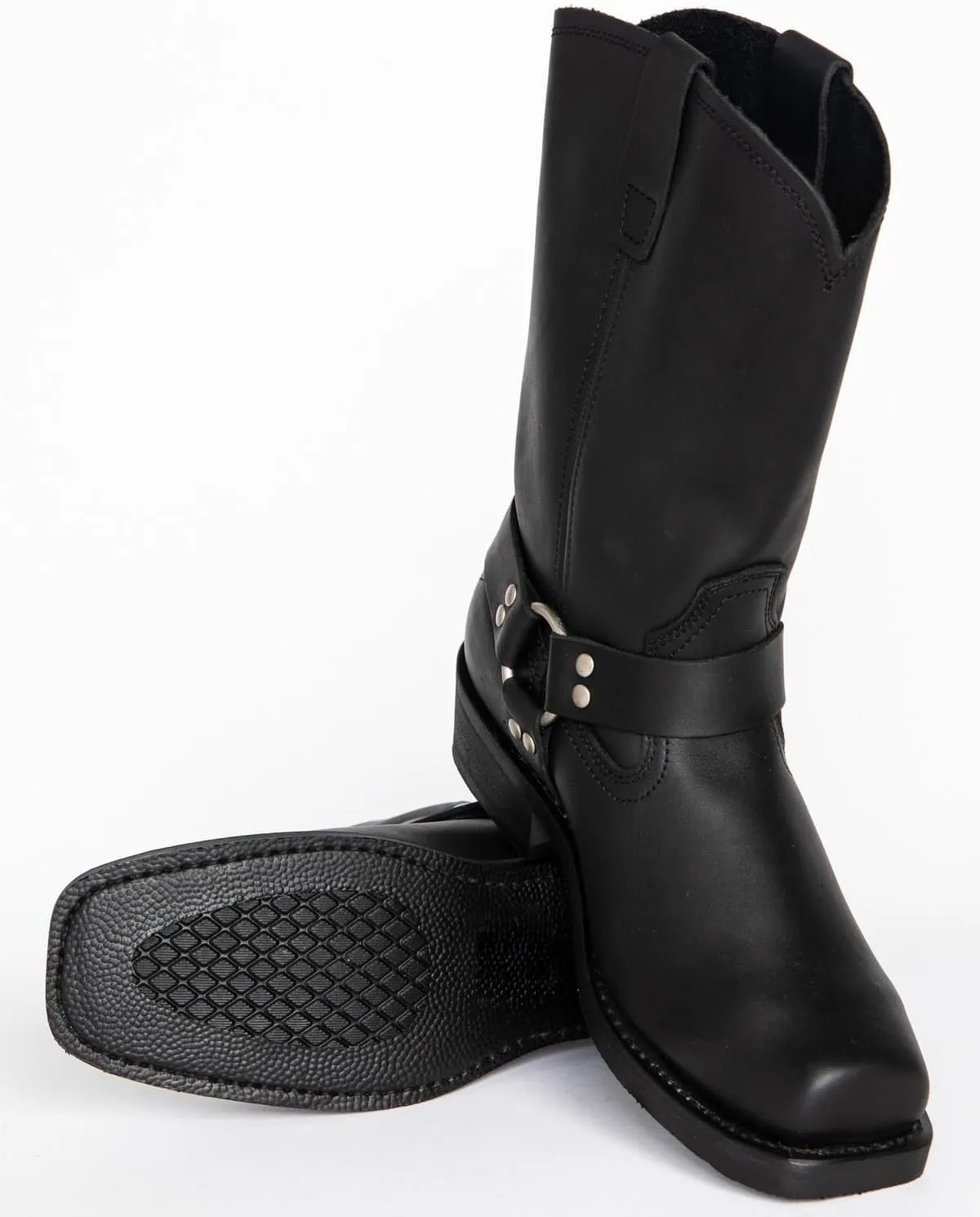 Men's Motorcycle Boot For Riding Waterproof Black PU Leather Boots Mid Calf Boots For Men