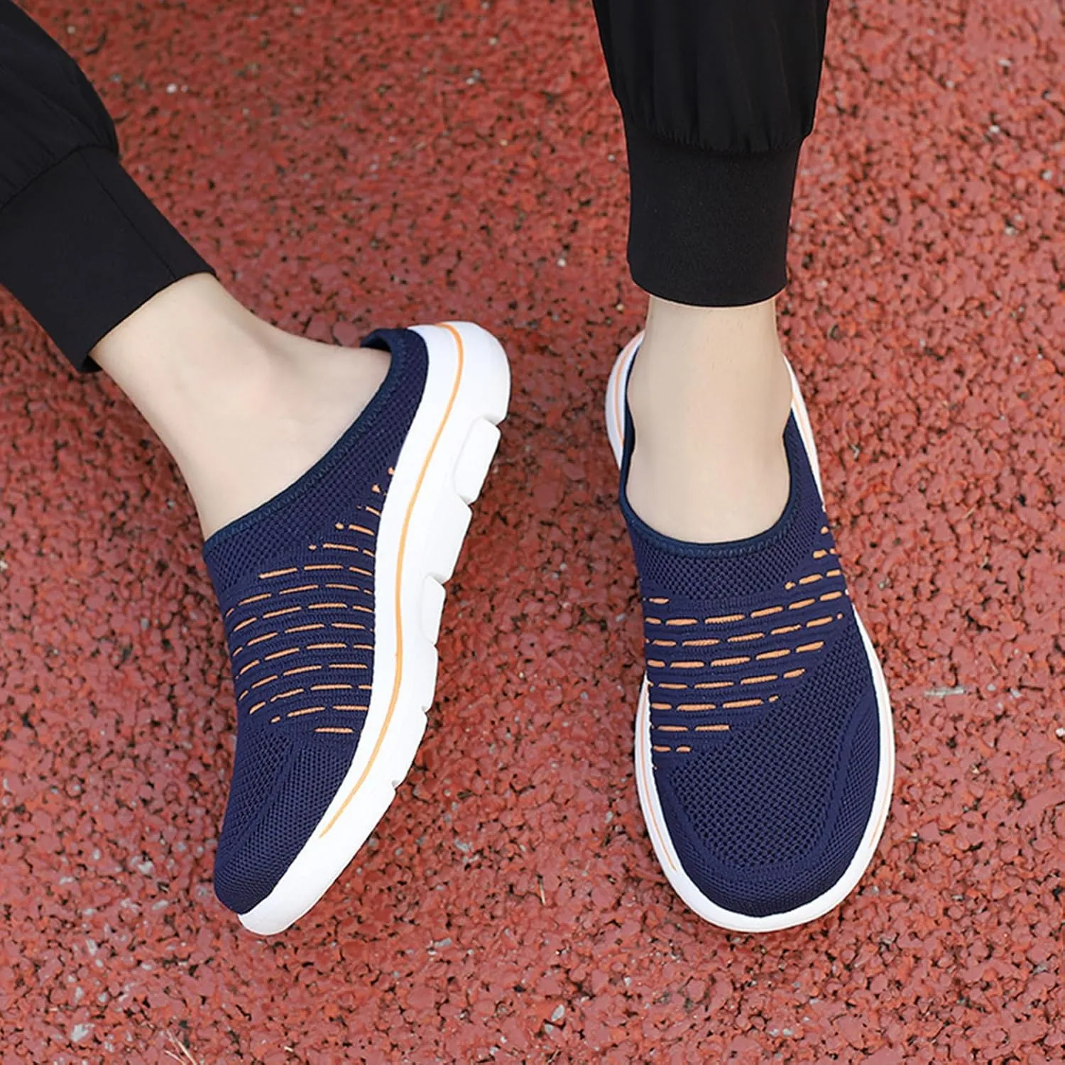 Mens Womens Mules & Clogs Breathable Mesh Walking Mules Fashion Sneakers Open Back Slip On Shoes Breathable Slippers Closed Toe Slides Low Wedge Slip On Shoes Outdoor Beach Sandals Unisex