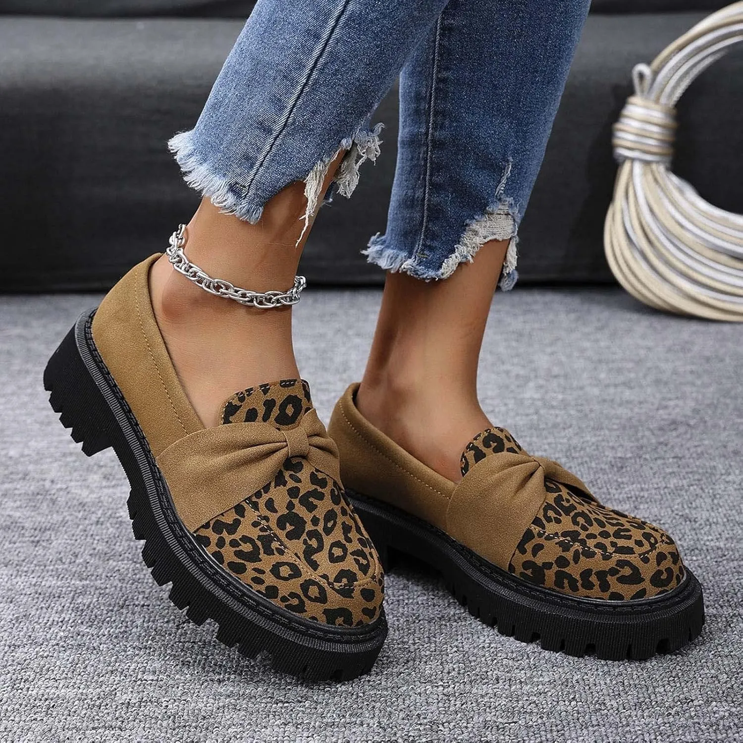Platform Shoes for Women Chunky Loafers Slip On Penny Loafers Comfort Business Shoes Dressy Loafers Shoes Work Shoes