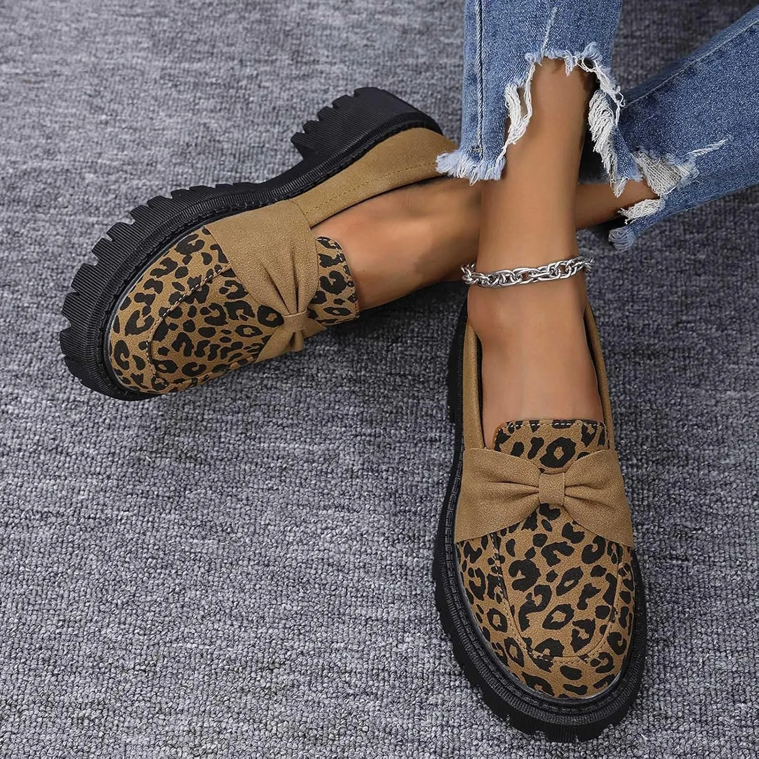 Platform Shoes for Women Chunky Loafers Slip On Penny Loafers Comfort Business Shoes Dressy Loafers Shoes Work Shoes