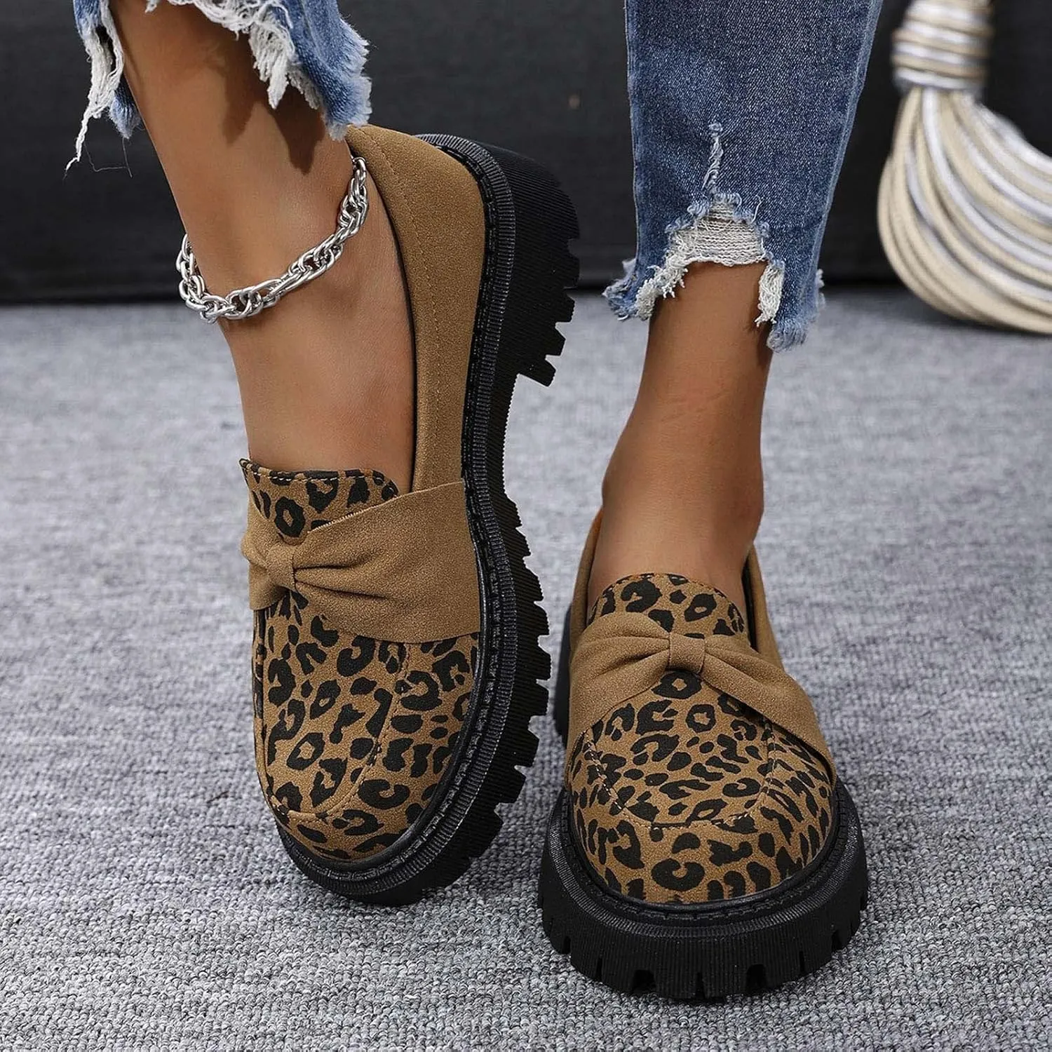 Platform Shoes for Women Chunky Loafers Slip On Penny Loafers Comfort Business Shoes Dressy Loafers Shoes Work Shoes