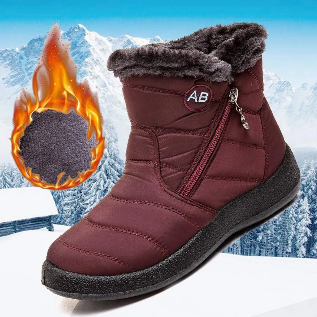 Winter Ankle Boots for Women Waterproof Snow Womens Black Snow Boots Ankle Snow Boots Size 7 Women Fur Boots Heels for Women Winter Botas Para Nieve Mujer