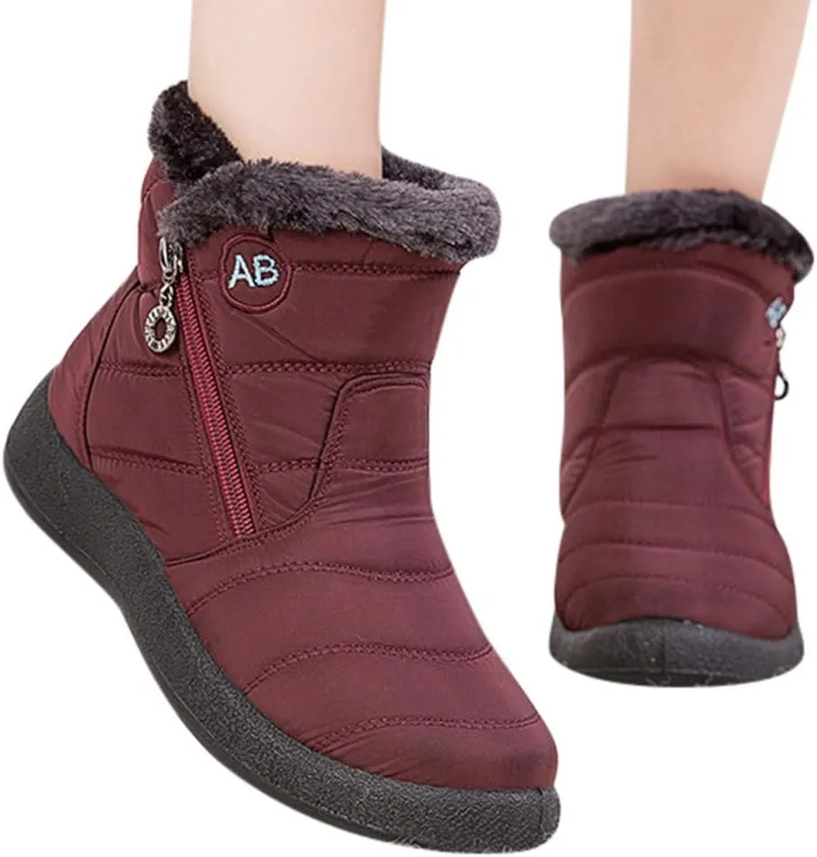 Winter Ankle Boots for Women Waterproof Snow Womens Black Snow Boots Ankle Snow Boots Size 7 Women Fur Boots Heels for Women Winter Botas Para Nieve Mujer