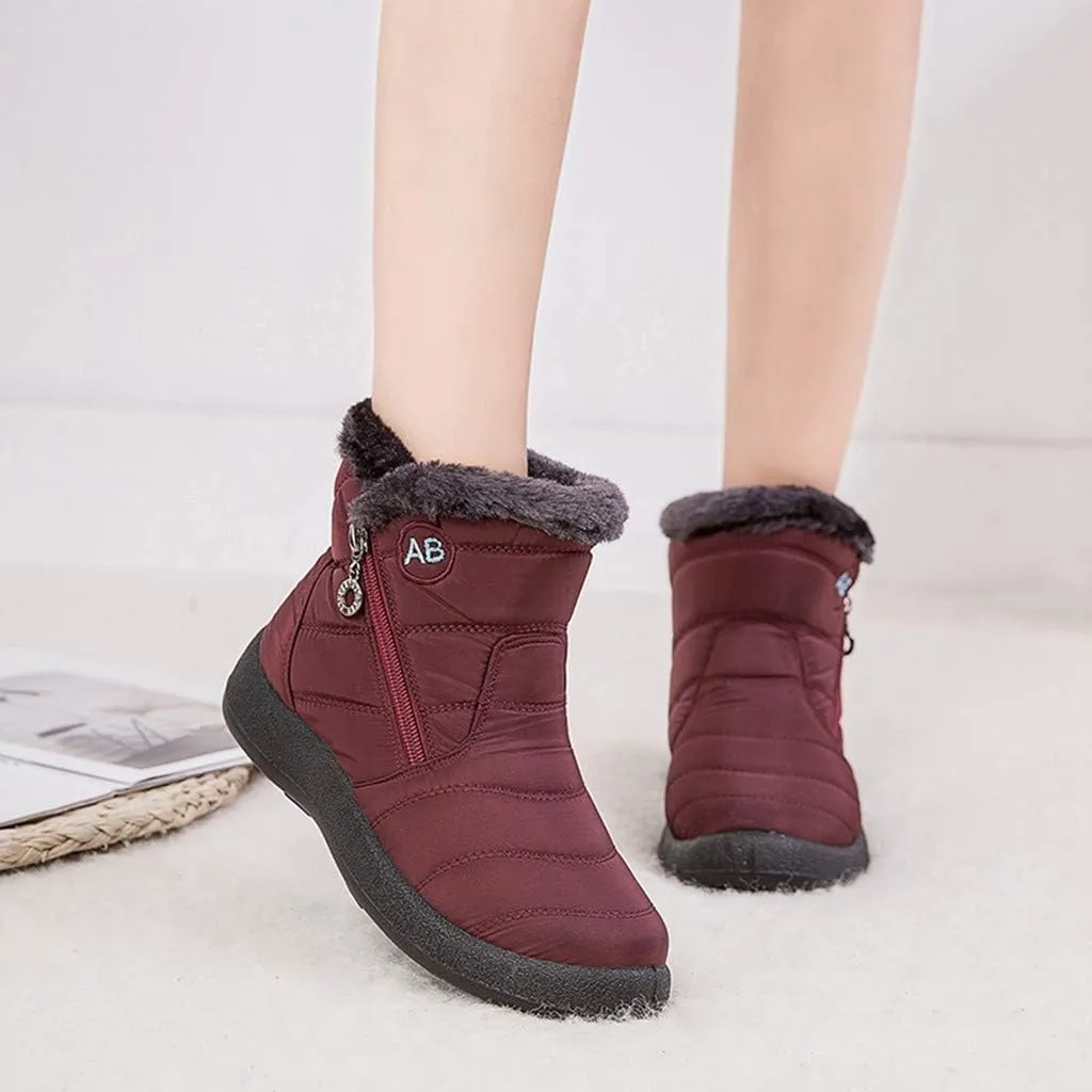 Winter Ankle Boots for Women Waterproof Snow Womens Black Snow Boots Ankle Snow Boots Size 7 Women Fur Boots Heels for Women Winter Botas Para Nieve Mujer
