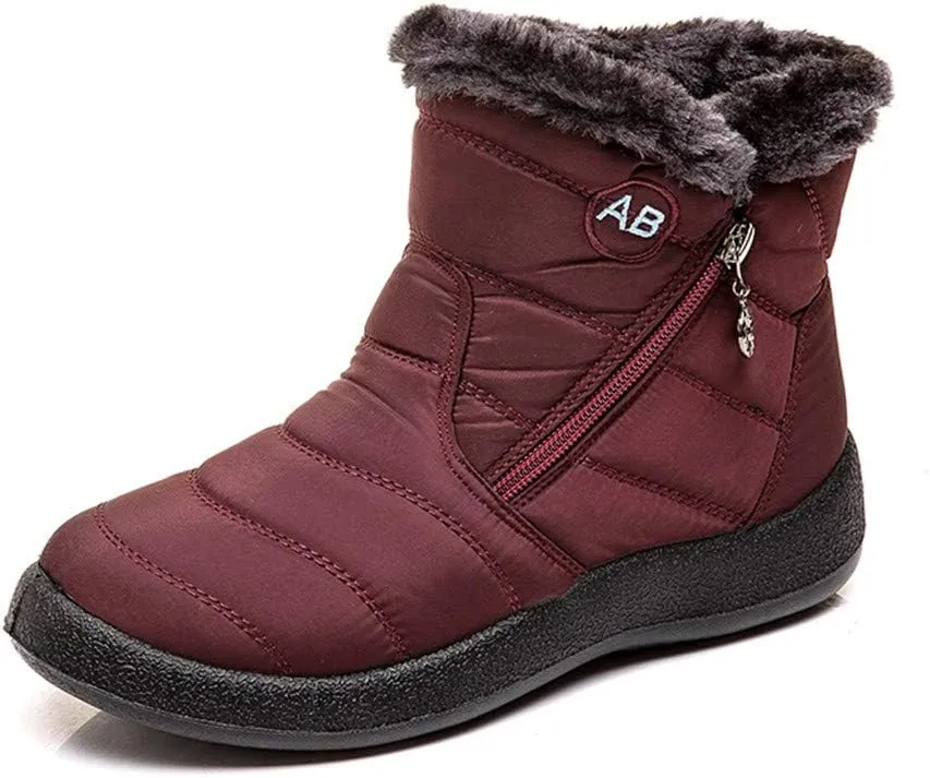 Winter Ankle Boots for Women Waterproof Snow Womens Black Snow Boots Ankle Snow Boots Size 7 Women Fur Boots Heels for Women Winter Botas Para Nieve Mujer