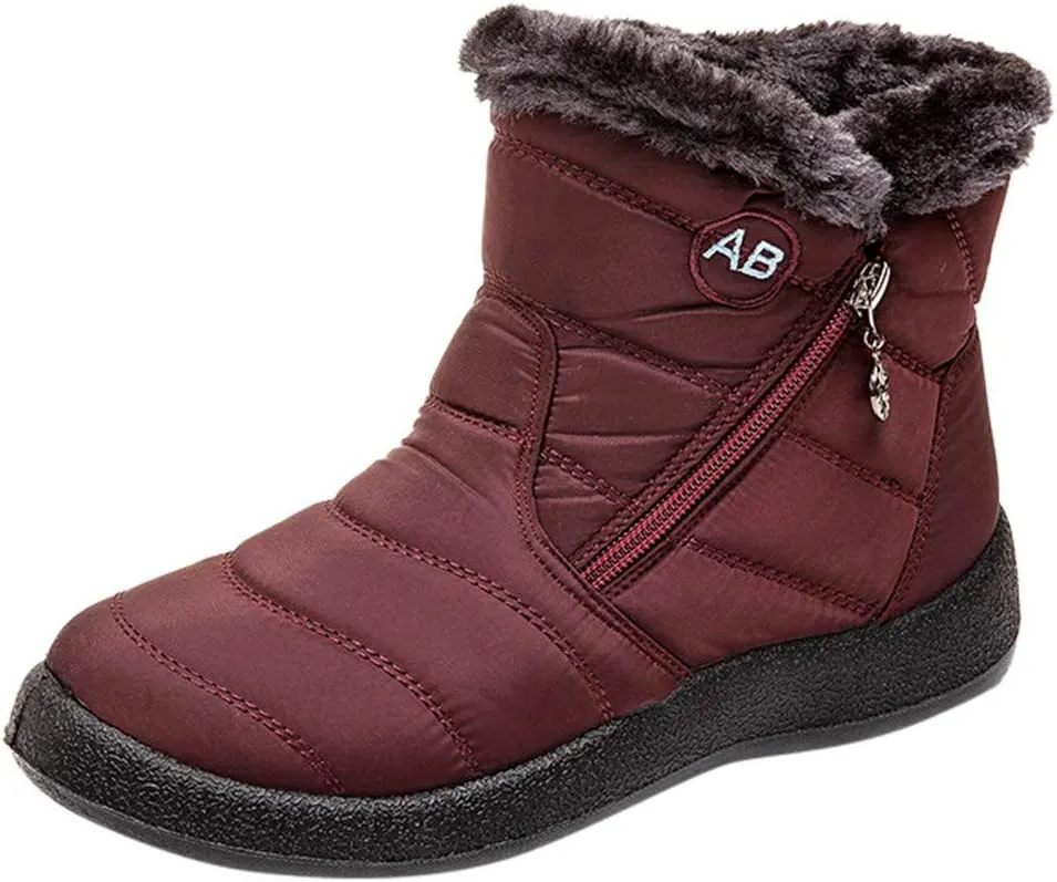 Winter Ankle Boots for Women Waterproof Snow Womens Black Snow Boots Ankle Snow Boots Size 7 Women Fur Boots Heels for Women Winter Botas Para Nieve Mujer