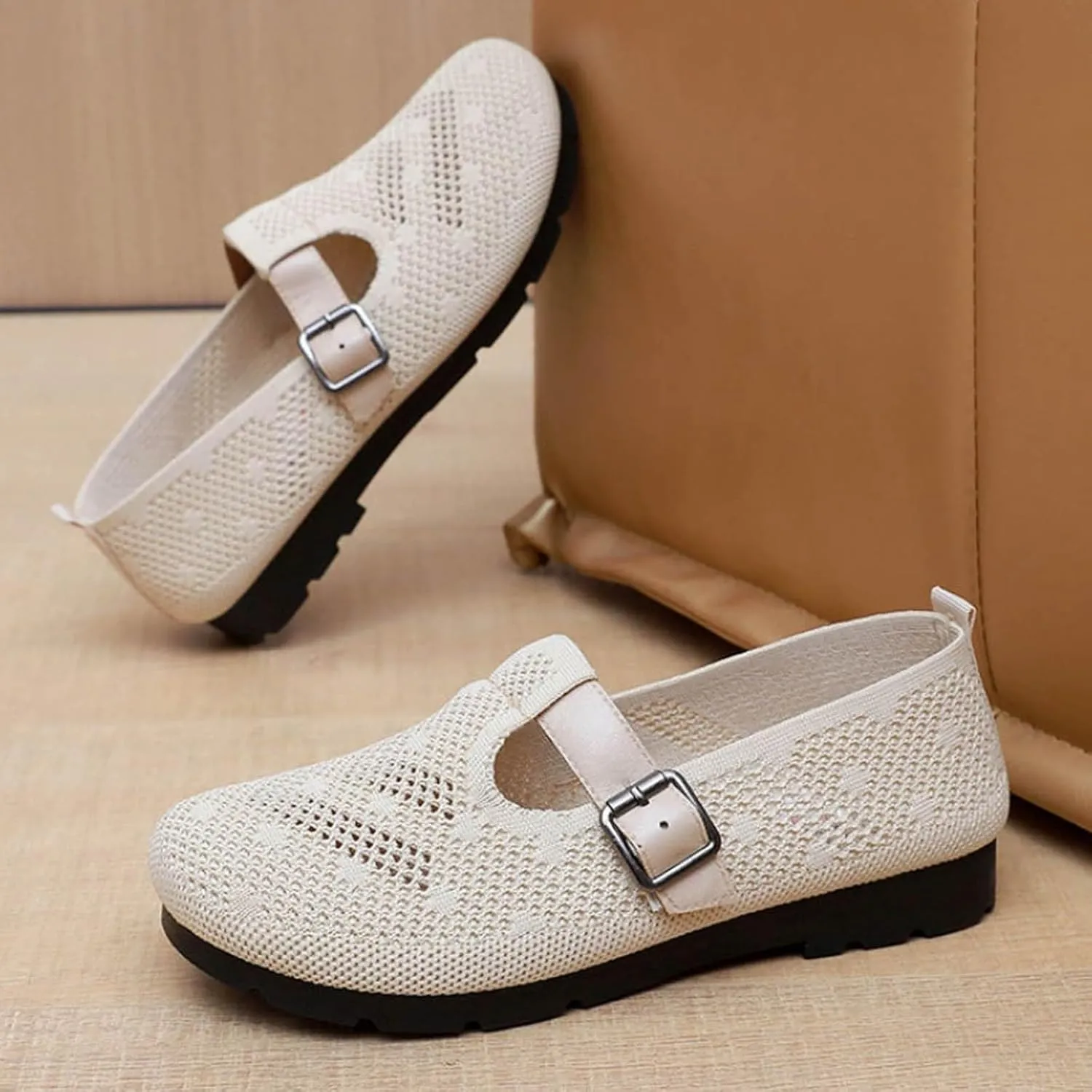 Women's Ballet Shoes Round Toe Slip On Knit Casual Dress Shoes Comfort Ballerina Comfortable Women for Casual