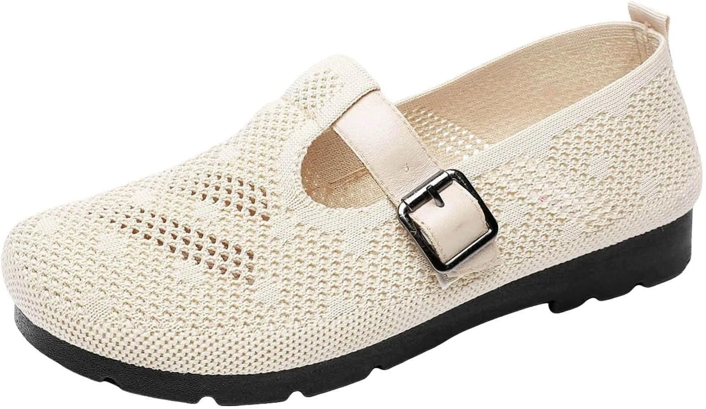 Women's Ballet Shoes Round Toe Slip On Knit Casual Dress Shoes Comfort Ballerina Comfortable Women for Casual
