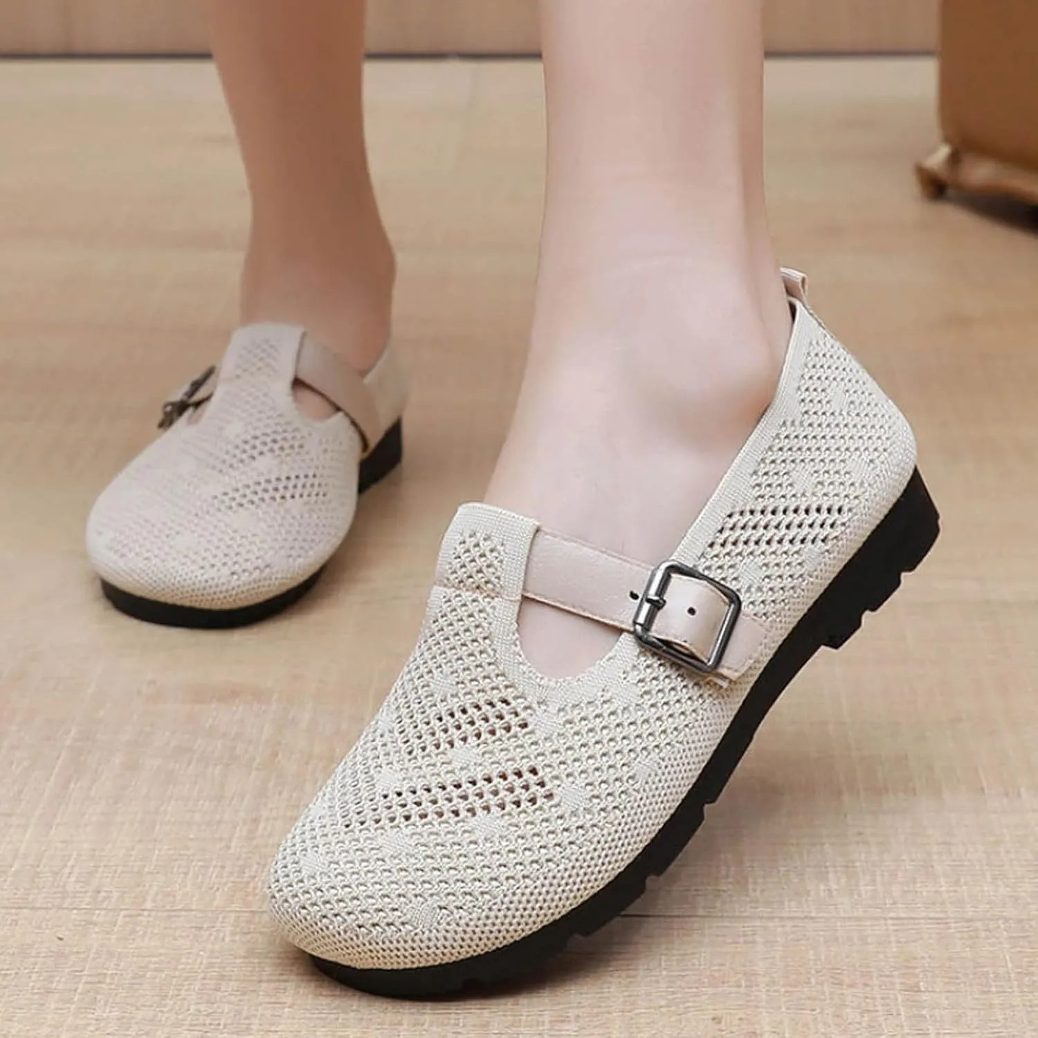 Women's Ballet Shoes Round Toe Slip On Knit Casual Dress Shoes Comfort Ballerina Comfortable Women for Casual
