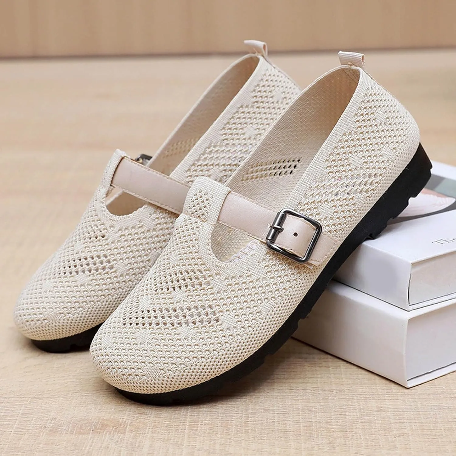 Women's Ballet Shoes Round Toe Slip On Knit Casual Dress Shoes Comfort Ballerina Comfortable Women for Casual