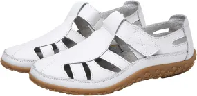 Women's Casual Boho Sandals Summer Leather Comfort Closed Toe Ankle Strap Beach Shoes Soft High Casual Shoes for Women