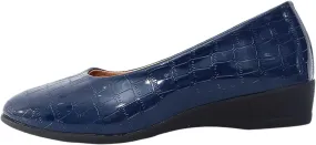Women's Leather Closed Toe 2 Inch Mid Wedges Heels with Arch Support Round Toe Comfortable Dress for Sneaker Casual Shoe
