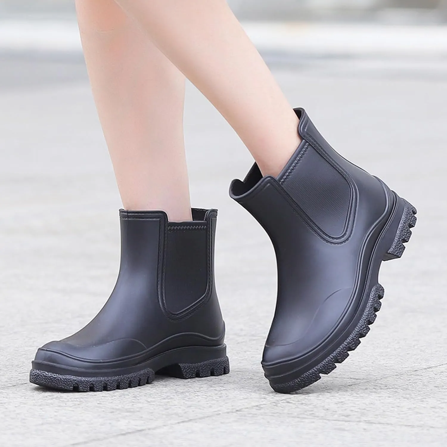 Women's Multi-colored Round Toe PVC Rain Bootie, Size 6.5, Women's Outdoor Casual Boot, Fall, Kitten Heel, Pull-On, Medium Width, Not Water Resistant, 3412250011, 9UbnL1R7h