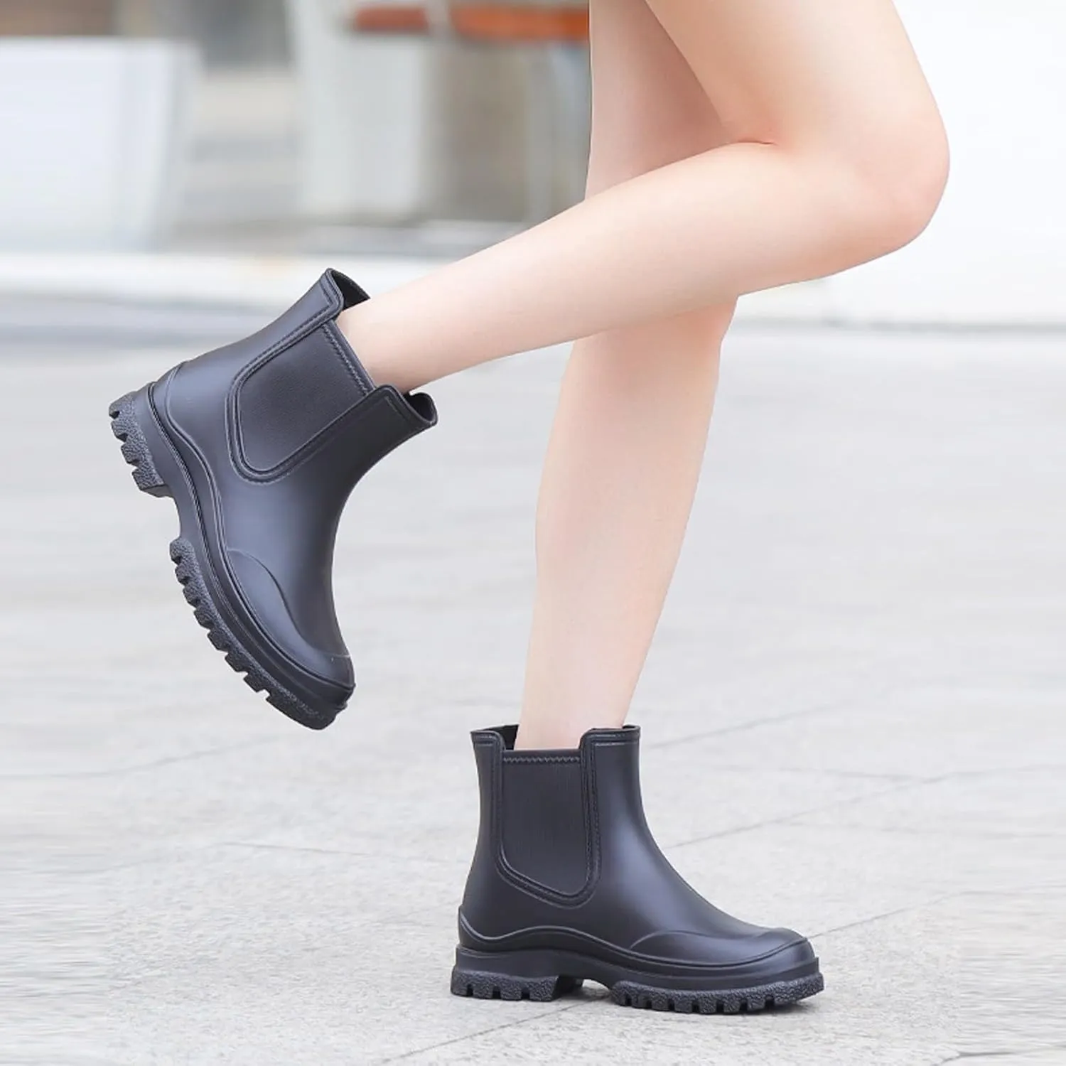 Women's Multi-colored Round Toe PVC Rain Bootie, Size 6.5, Women's Outdoor Casual Boot, Fall, Kitten Heel, Pull-On, Medium Width, Not Water Resistant, 3412250011, 9UbnL1R7h