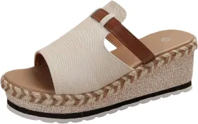 Womens Orthopedic Arch Support Platform Wedge Sandals Flat Open Toe Casual Low Heel Slip on Sandals Beach Dress Comfortable Outdoor Shoes