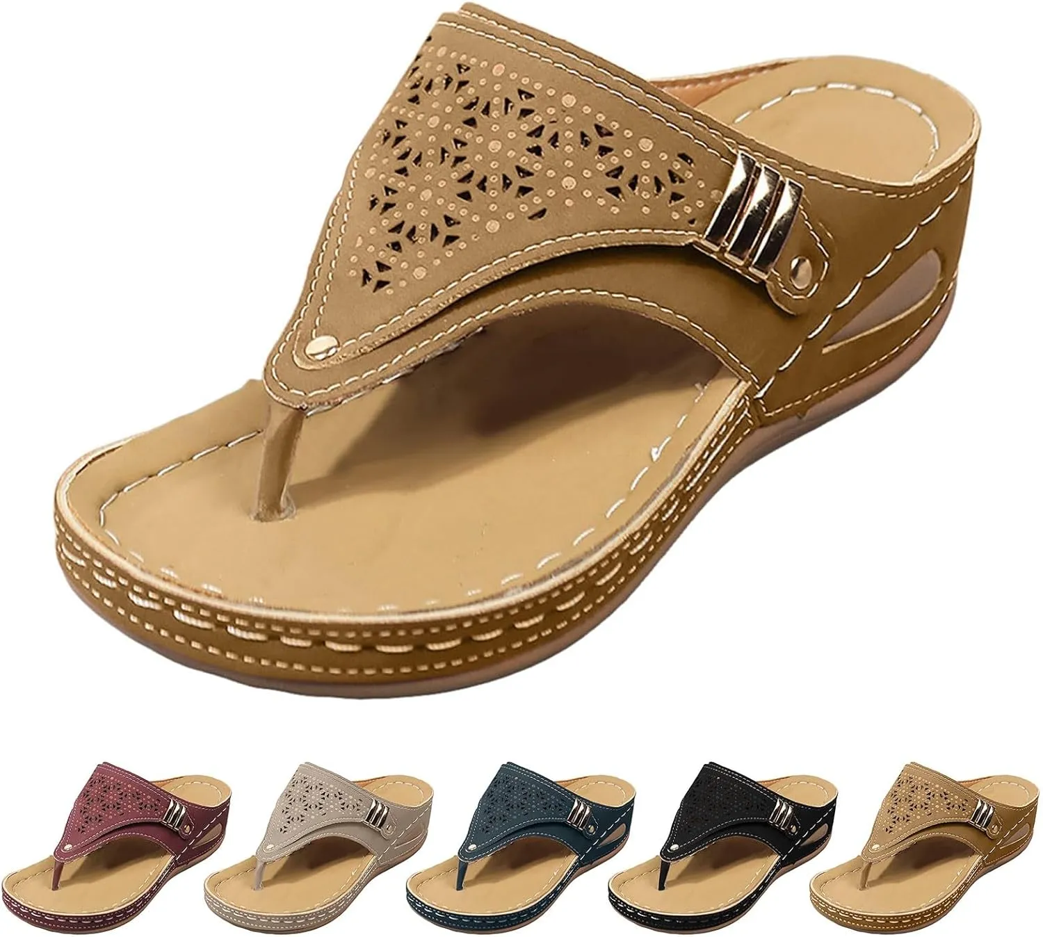 Women's Sandals Women Shoes Wedge Heel Platform Sandals Stylish Correctable Bohemian Beach Nine Sandals for Women Size 8