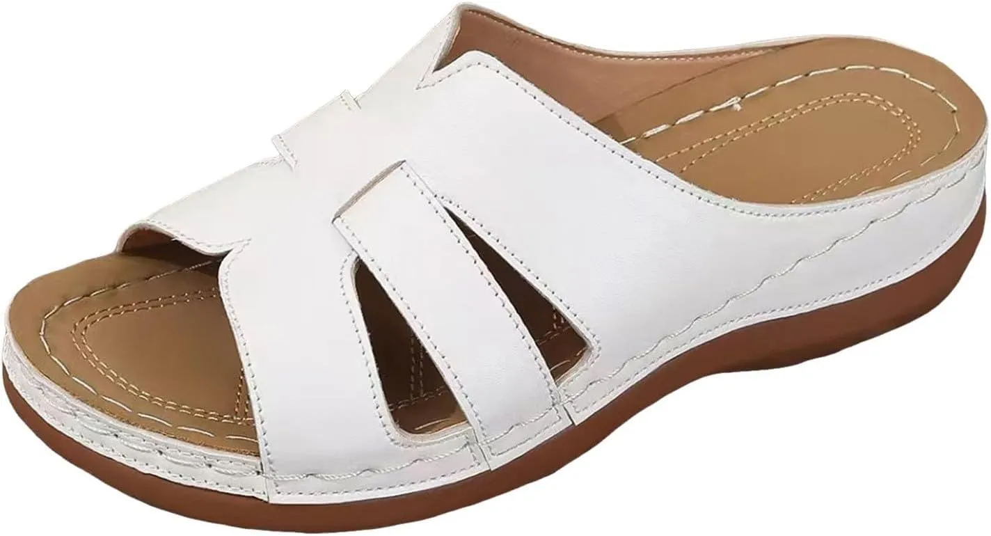 Women's Wedge Sandals Casual Arch Support Shoes Summer Open Toe Women Sandals Dressy Casual Boho Beach Ladies Wedges Summer Walking Shoes Comfortable Slip On Shoes