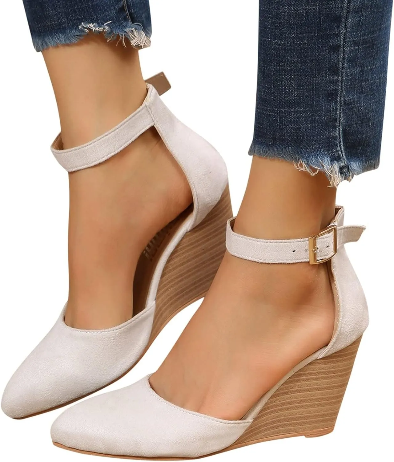 Womens Wedge Shoes Closed Toe Ankle Strap Espadrilles Dressy Casual High Heels Comfortable Platform Sandals